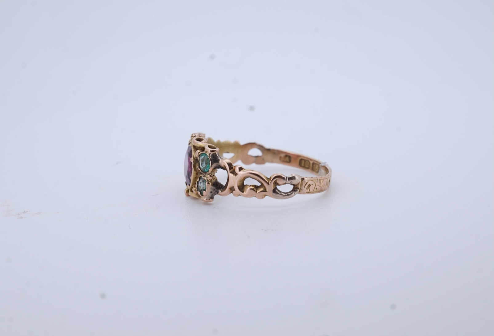 A Victorian garnet and paste ring, circa 1857